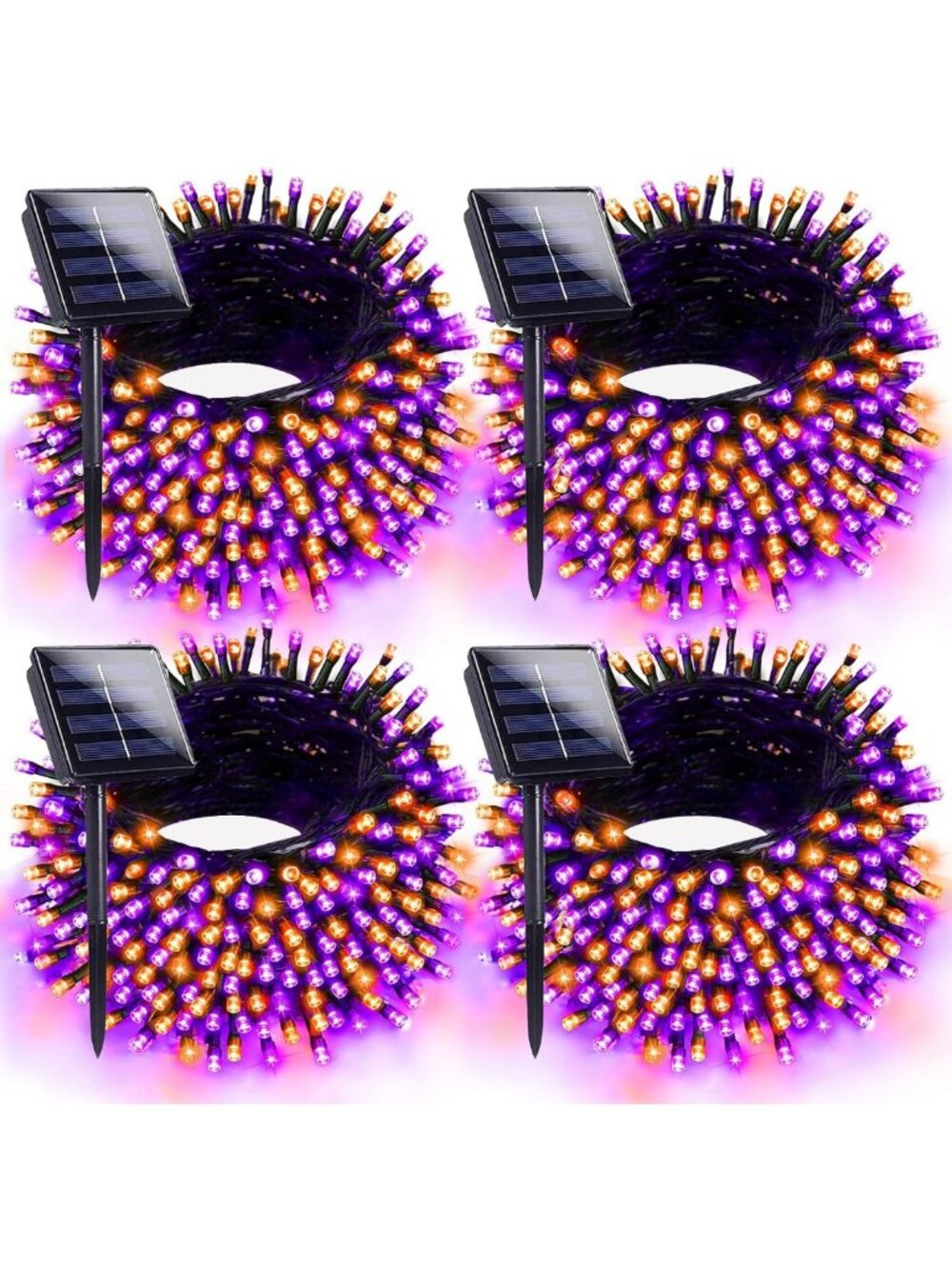 4 Pack Solar Halloween String Lights - 132FT 400 LED Purple & Orange Decor